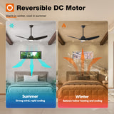Addlon Ceiling Fans with Lights, 52 Inch Smart Ceiling Fan with Remote/APP/Alexa Control, Reversible DC Motor, 6 Speeds, 3CCT Dimmable, Noiseless, White/Black Wifi Ceiling Fan for Bedroom, Farmhouse