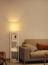 addlon 4-Tier Sector Corner Shelf Floor Lamp with 3 Color Temperatures LED Bulb and White Lamp Shade - Display Floor Lamps with Shelves for Living Room, Bedroom and Office - White