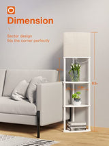 addlon 4-Tier Sector Corner Shelf Floor Lamp with 3 Color Temperatures LED Bulb and White Lamp Shade - Display Floor Lamps with Shelves for Living Room, Bedroom and Office - White